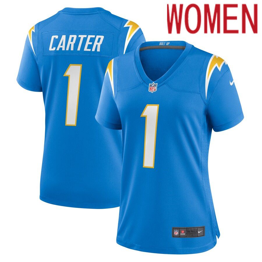 Women Los Angeles Chargers 1 DeAndre Carter Nike Powder Blue Home Game Player NFL Jersey